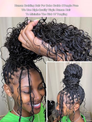 100% Human Braiding Hair for Boho Braids - Curly Bulk 100g
