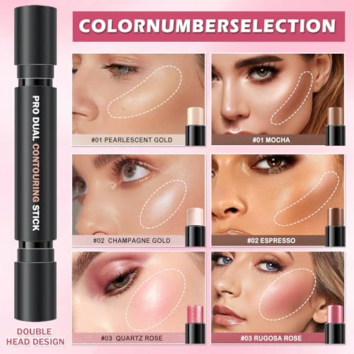6-Color Cream Contour Stick Makeup Kit - Highlighter & Bronzer