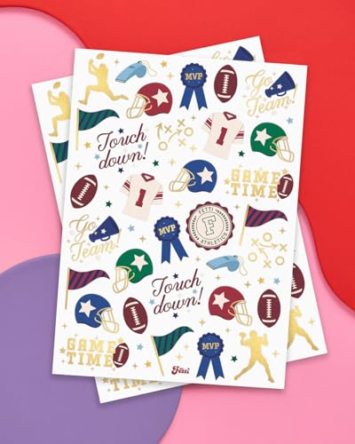 xo, Fetti Football Temporary Tattoos - 64 Gold Foil Designs