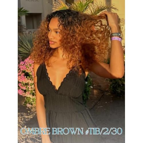 12A Brown Ombre Human Hair Bundles Water Wave 18 Inch, Chestnut Ombre Brown Wet n Wavy Single Bundle with Dark Roots 3 Tone Color #T1B/2/30 Thick Sew In Weave Remy Hair Keep Soft After Washes