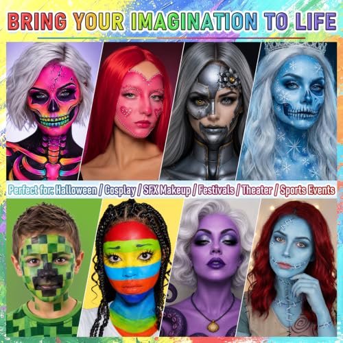 UCANBE 20-Color Face & Body Paint Kit with Brushes & Powder