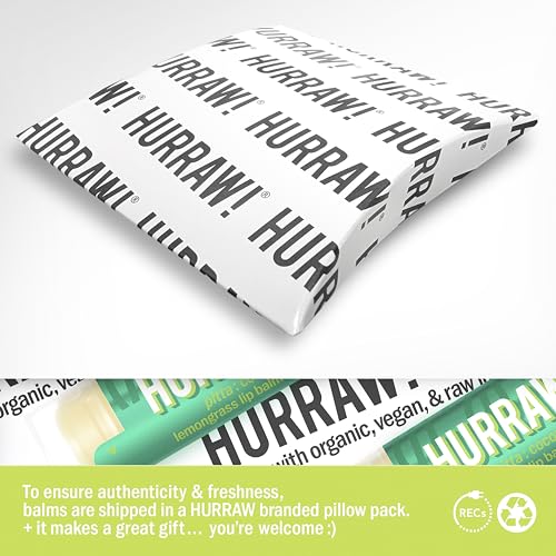 Hurraw! Coconut, Mint, Lemongrass (Pitta) Lip Balm, 2 Pack: Organic, Certified Vegan, Cruelty and Gluten Free. Non-GMO, 100% Natural Ingredients. Bee, Shea, Soy and Palm Free. Made in USA