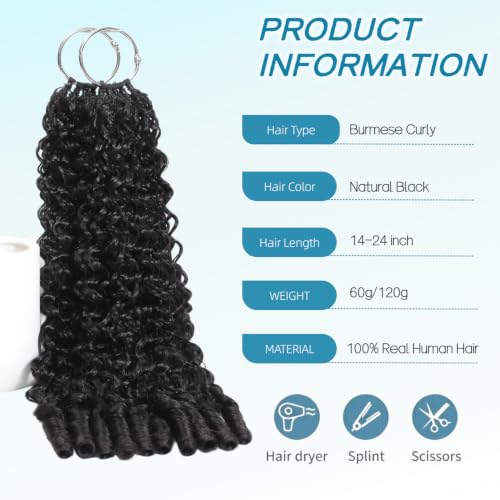 Burmese Curly Crochet Human Hair 120g 22 Inch