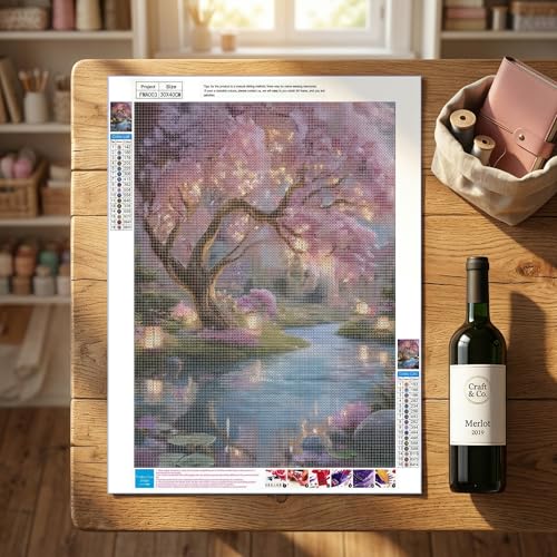 Cherry Blossom 5D Diamond Painting Kit for Adults - 12x16 Inch