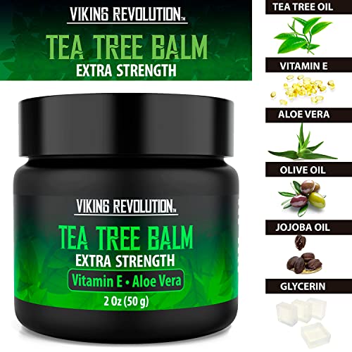 Viking Revolution Tea Tree Oil Cream - Super Balm Athletes Foot Cream - for Eczema, Jock Itch, Ringworm, Nail Treatment - Soothing Skin Moisturizer for Itchy, Scaly, Cracked Skin, 2 Ounce (Pack of 1)