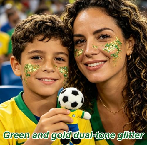 Brazil Green & Yellow Glitter Stick - Face Body Hair