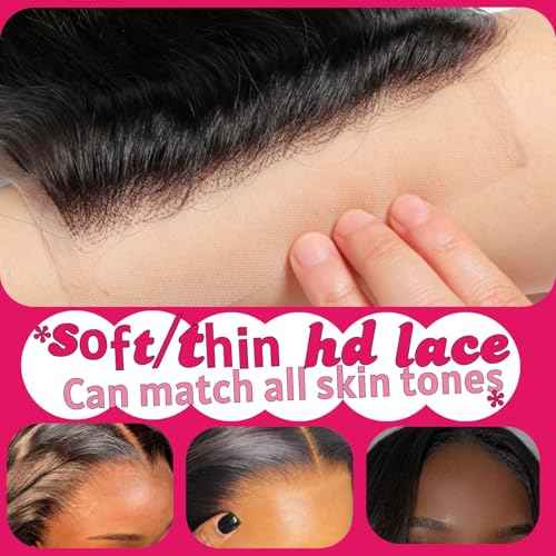 2x6 Hd Lace Closure, Middle part Straight Human Hair Closure Invisible Real HD Lace, 14 Inch 2 by 6 Skinlike Lace Frontal Closure Only Bleached Knot Pre-Plucked Natural Hairline Natural black 14inch