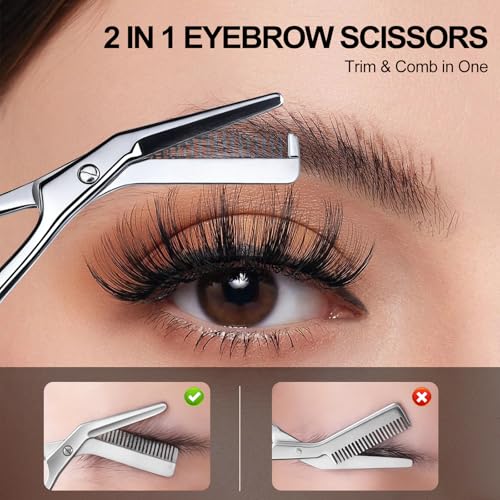 Eyebrow Shaping Scissors with Comb, 4.65-inch Trimmer for Women & Men