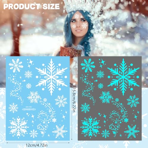 6 Sheets Snowflake Temporary Tattoos Glow in Dark