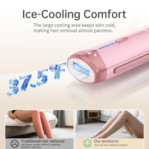 Amifiy Ice Cooling IPL Hair Removal Device Painless for Face & Body, No Skin Tone Sensor, 3 Levels & 2 Modes