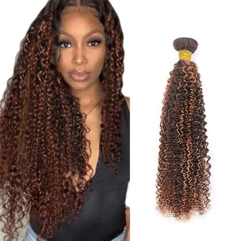 32" P4/30 Kinky Curly Human Hair Bundles - Brazilian Virgin