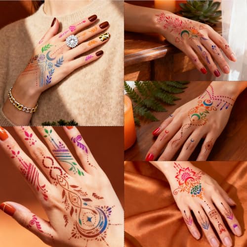 Temporary Tattoo Kit - 315 Designs, 9 Colors, 19 Stencils