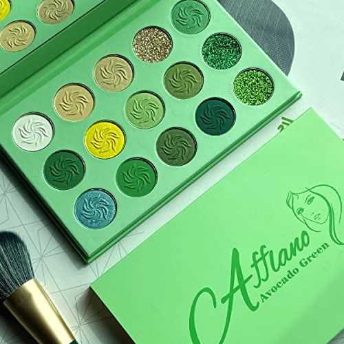 Afflano Green Eyeshadow Palette - MultiChrome Forest Emerald Green Glitter Eyeshadow, Highly Pigmented Chrome Shimmer Eye Shadow