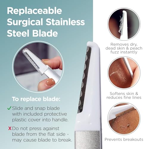 Dermaplaning Tool for Women ? At-Home Facial Exfoliation Razor ? Removes Peach Fuzz & Dead Skin for Smoother, Brighter-Looking Skin