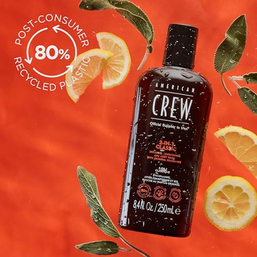 American Crew Shampoo, Conditioner & Body Wash for Men, 3-in-1, 8.4 Fl Oz