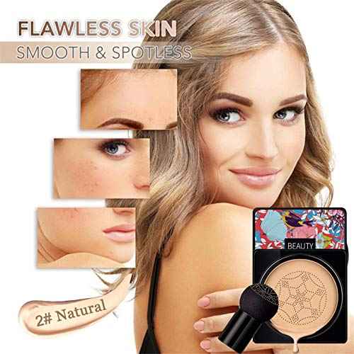NUIBO Air Cushion CC Cream Mushroom Head, Moisturizing Concealer Makeup Base, Primer Liquid Foundation Long Lasting with Two Mushroom Makeup Sponges ¡¼Natural¡½