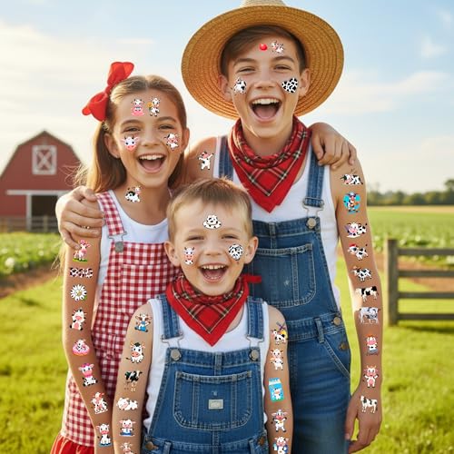 Cow Temporary Tattoos - 60Pcs Party Favors for Kids