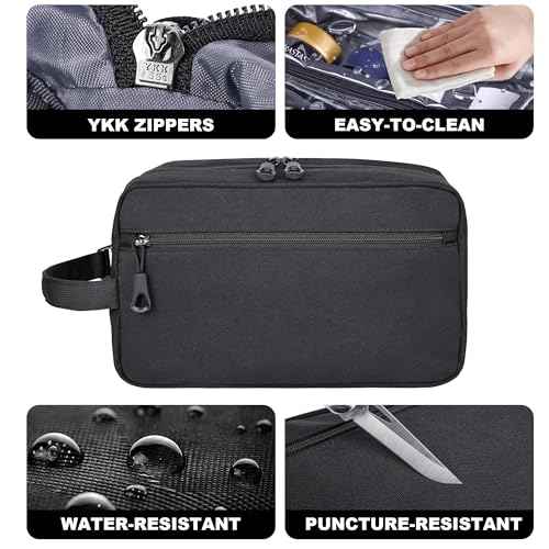 Toiletry Bag for Men, YKK Zippers Hanging Bathroom Shower Hygiene Bag with Metal XXL Swivel Hook, Big Comparment, Waterproof for Travel Accessories