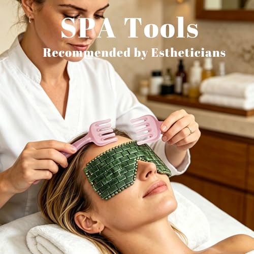 Jade Eye Mask & Resin Scalp Massager Set - 3 Piece Spa Relief