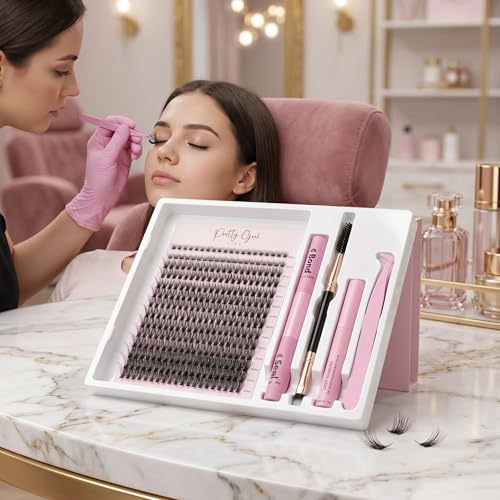 DIY Wispy Lash Clusters Kit - 280pc Eyelash Extensions with Bond & Seal