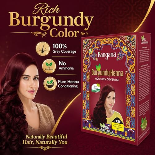 Kangana Burgundy Henna Hair Dye Powder | 100% Grey Coverage
