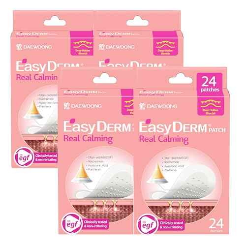 Easyderm Real Calming Patch Pimple Patches, Niacinamide, Hyaluronic Acid, EGF, K-Beauty Skincare | 6 Patches per Pack, 4 Packs (24 Total) Micro Point length : 285¥ìm