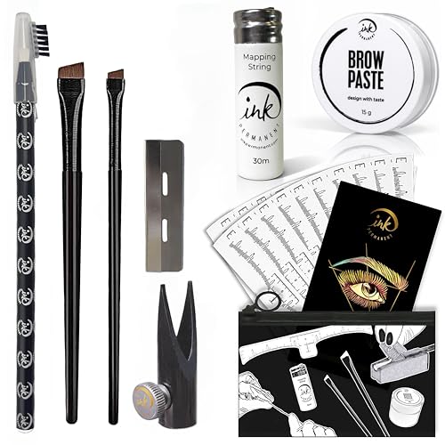 Eyebrow Mapping Kit with Ink String, Paste, Pencil & 20 Stencils