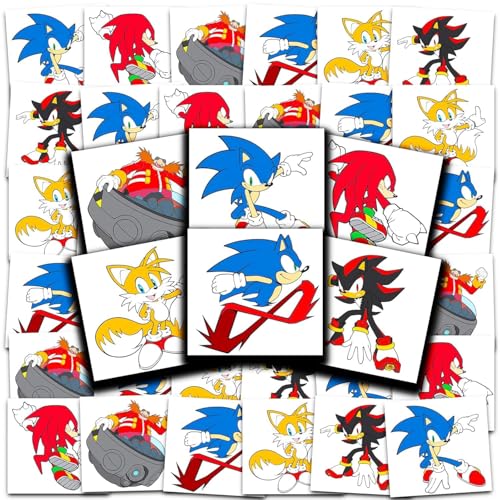 Sonic Temporary Tattoos for Kids - 72 Pack Party Favors