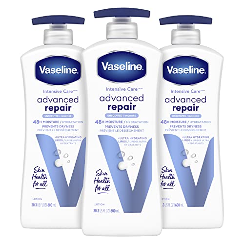 Vaseline Intensive Care Body Lotion Advanced Repair Unscented for Dry Skin with Ultra-Hydrating Lipids and Jelly 20.3 oz