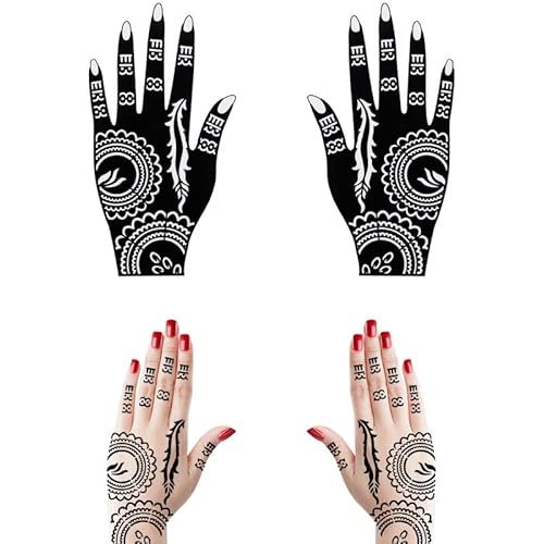 18 Sheets Temporary Tattoo Stencils, Indian Arabian Henna Tattoo Stencils, Glitter Airbrush Tattoo Stickers for Women Boys Girls Hand Body Art