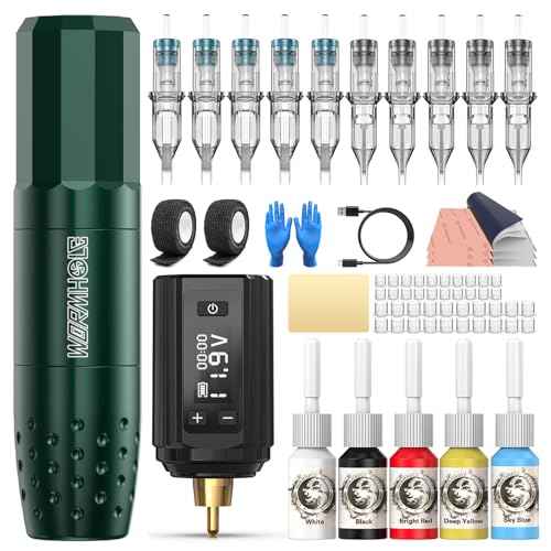 Wormhole Tattoo Gun Kit Tattoo Kit Complete Wireless Tattoo Machine Kit With 1200 mAh Tattoo Battery for Tattoo Beginners WTK389