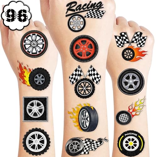 100 PCS Racing Checkered Flag Temporary Tattoos - Party Favors