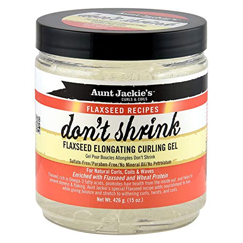 Aunt Jackie's Flaxseed Recipes Don't Shrink Elongating Hair Curling Gel for Natural Curls, Coils and Waves, Helps Prevent Dryness and Flaking, 15 oz