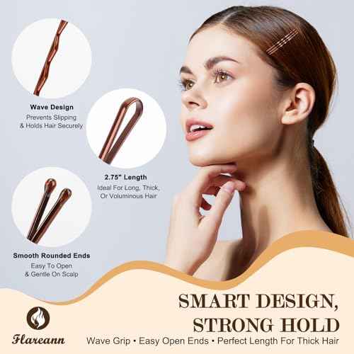 Bobby Pins Set Brown ? Hair Kit with U Shape Pins, Spiral Pin & Snap Clips, for Women & Girls, Ideal for Buns, Updos, Weddings & Parties