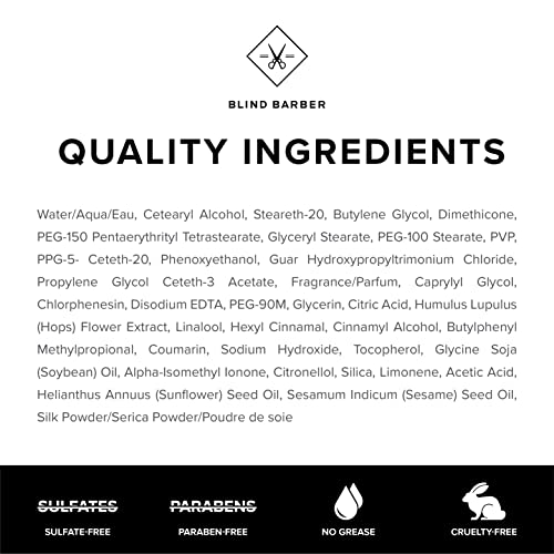 Blind Barber 30 Proof Hair Cream for Men - Styling Cream & Beard Tamer - Light Hold & Natural Shine - Paraben & Sulfate-Free, Water-Based Hair Products - Tonka Bean Scent (3.2 Fl oz)
