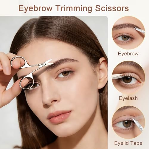 Eyebrow Scissors with Curved Blades for Precise Grooming - Nose & Facial Hair Trimming