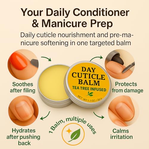 Tea Tree Oil Cuticle Balm for Dry Damaged Nails & Hangnails - 1.1 oz