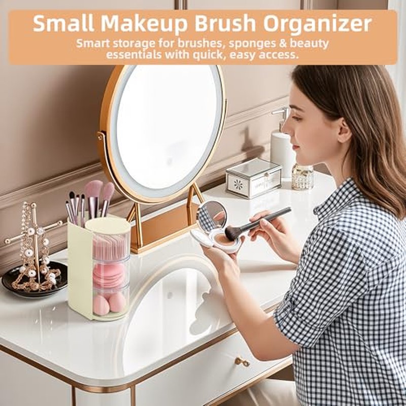 Rotating Hair Accessories Organizer, 3-Tier Makeup Brush Holder