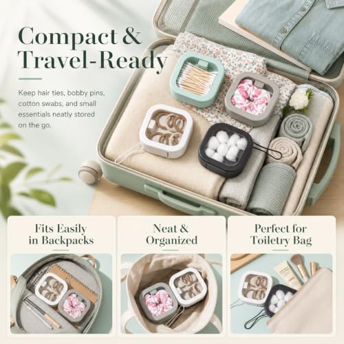 Hair Tie Organizer 4-Pack with Handle - Travel Case