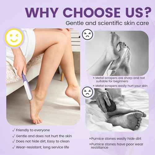 BEZOX Glass Foot File Callus Remover for Feet(1 PCS) - Foot Scrubber for Silky Smooth Heels & Dead Skin Removal | Professional Pedicure Heel File, Washable Foot Scraper - Purple