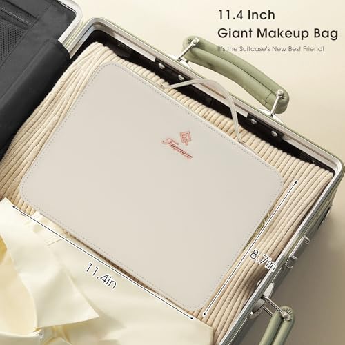 Faquenc Leather Makeup Case with LED Mirror – 11.4" Travel Organizer