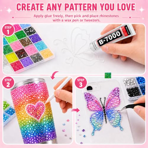 50,000 Pcs 3mm Resin Jelly Flatback Rhinestones Kit with B7000 Glue