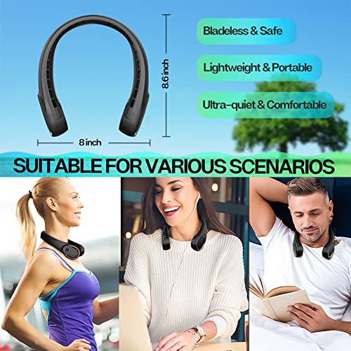 KIDEE Neck Fan, Portable Bladeless Neck Fans, Upgrade 360° Airflow, Super Quiet, 3 Speeds, 4000mAh Personal Wearable Neck Fan, Upgraded Cooling Air Volume USB Rechargeable Hands Free Fan