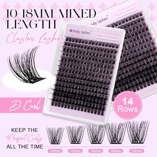 WENDY Cluster Lashes 10-18mm D Curl Wispy Eyelash Extensions