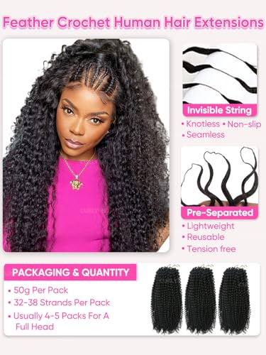 CurlyMe Water Wave Crochet Hair 16" 150g Human Hair 3 Pack