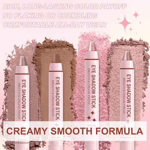 GADMLURY 8-Piece Pink Eyeshadow Stick Set with Blender Brush