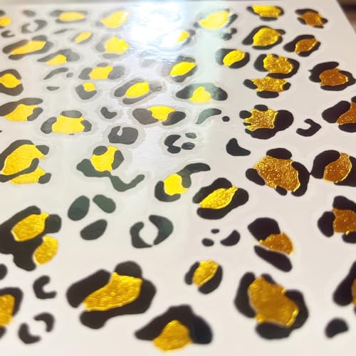 5Sheets Leopard Print Temporary Tattoos Cheetah Temporary Tattoo Sticker Gold Removable Safe Skin Sticker Cheetah Stickers Halloween Costume Accessories for Halloween Party Decoration