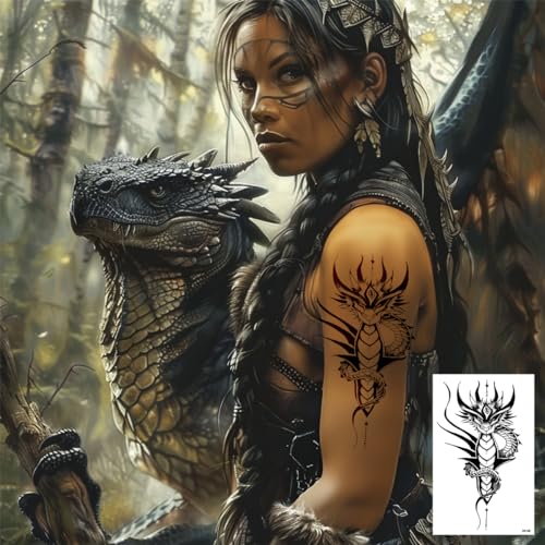 20 Sheets Viking & Dragon Temporary Tattoos