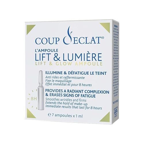 Coup d'Eclat Lift & Glow Ampoules - Illuminating and Firming Treatment with Hyaluronic Acid Serum for Face, Hydrating Face Serum for Dry Skin, Reduces Fatigue & Boosts Radiance, 7 Ampoules