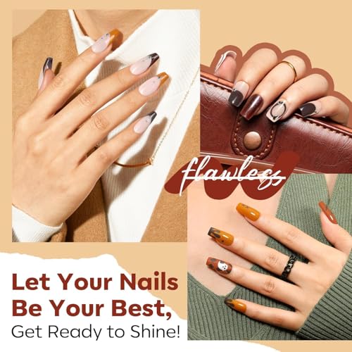Modelones Fall Nail Polish Set with 6 Colors - Orange Brown Variation